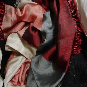 Ziarrings Nepal  Red Cashmere100%  Silk Long Scarf